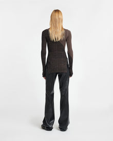 Zareen Ribbed Merino Wool Turtleneck Top | Fossil/Black