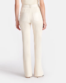 Mykas Leather-Trimmed Ribbed-Jersey Pants | Creme