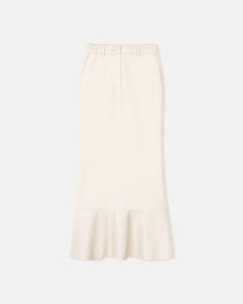 Jenace Leather-Trimmed Ribbed-Jersey Skirt | Creme