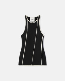 Enna Patchwork Mesh-Jersey Tank Top | Black/White Wax