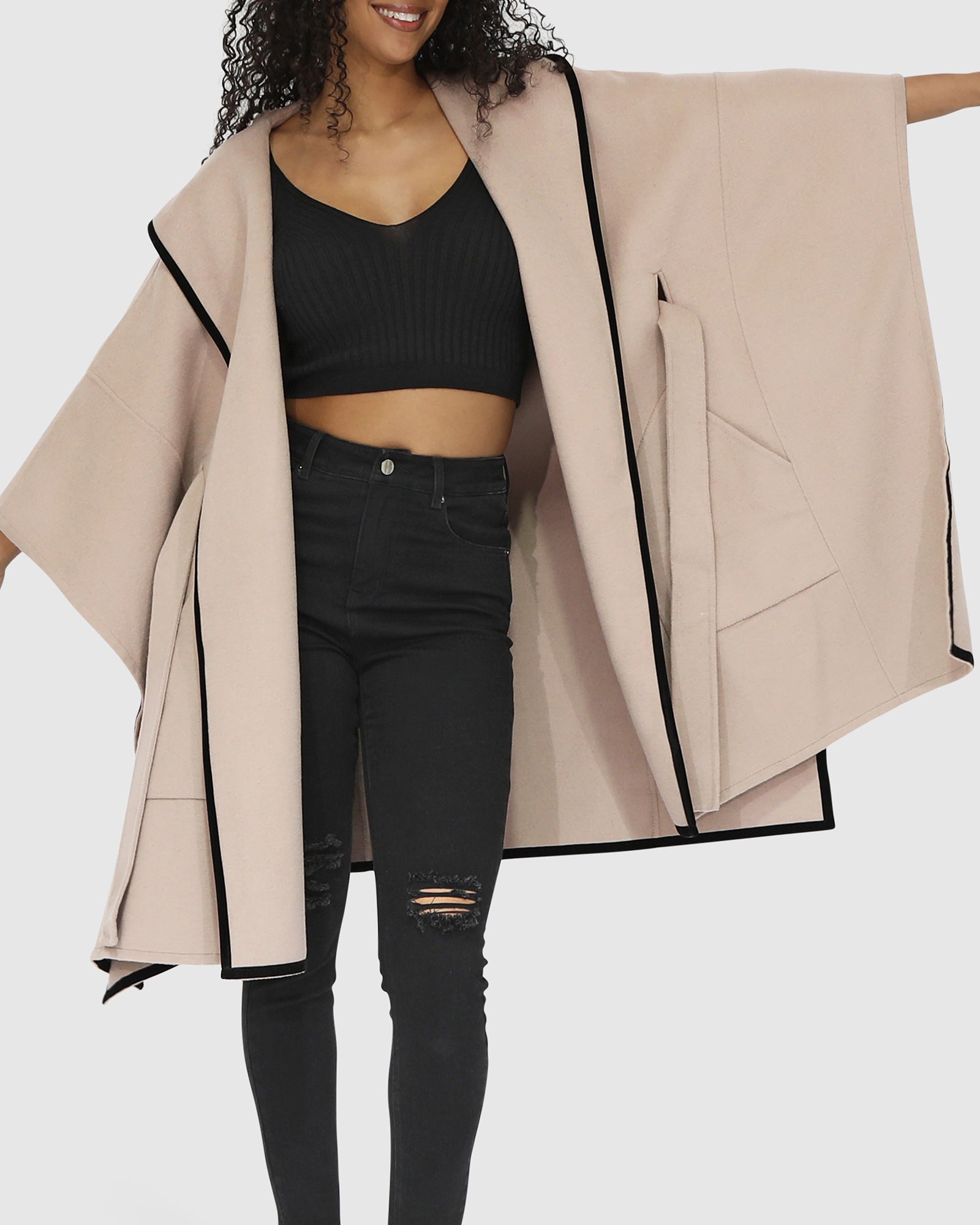 Women | Need You Now Wool Blend Hooded Cape | Sand