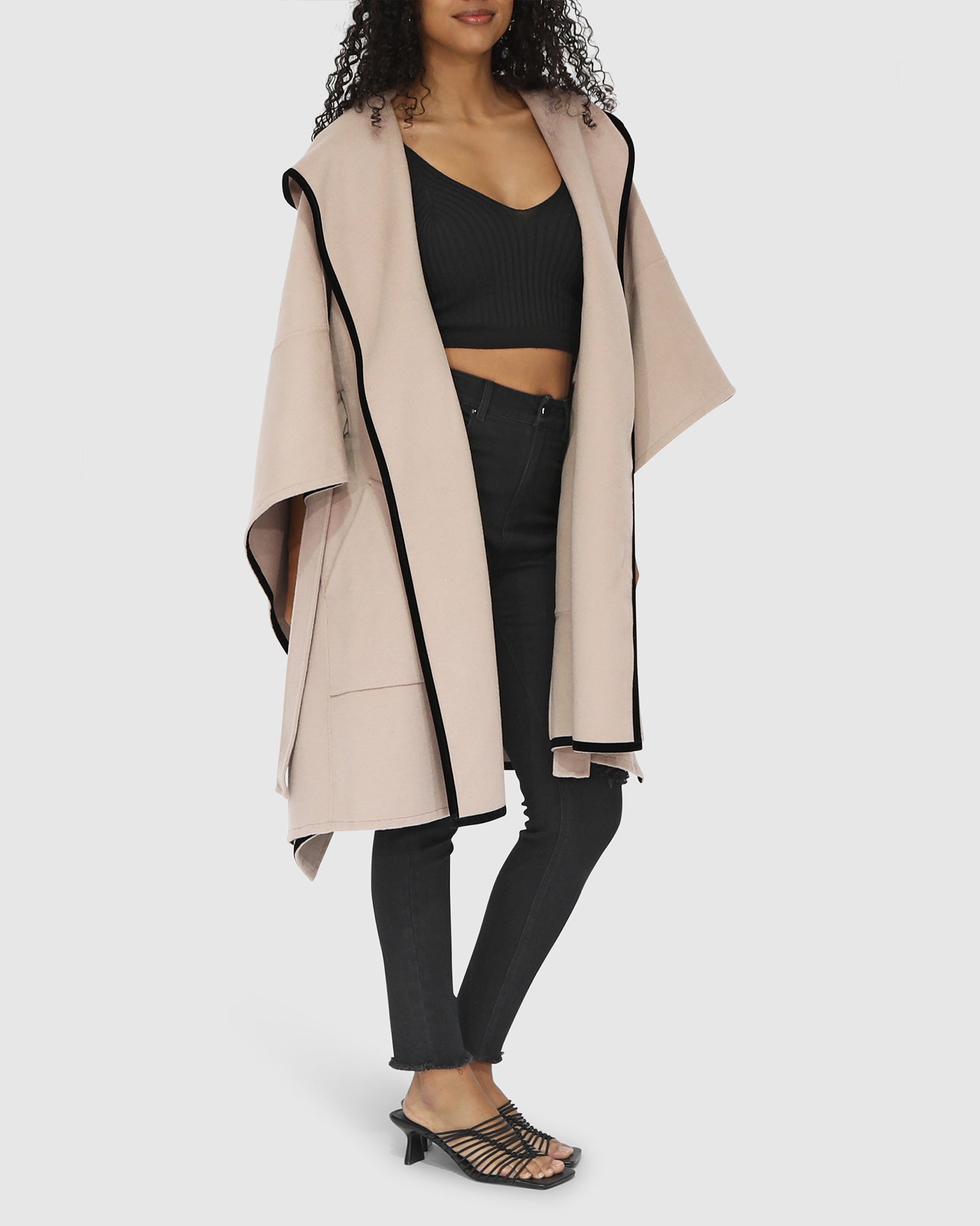 Women | Need You Now Wool Blend Hooded Cape | Sand