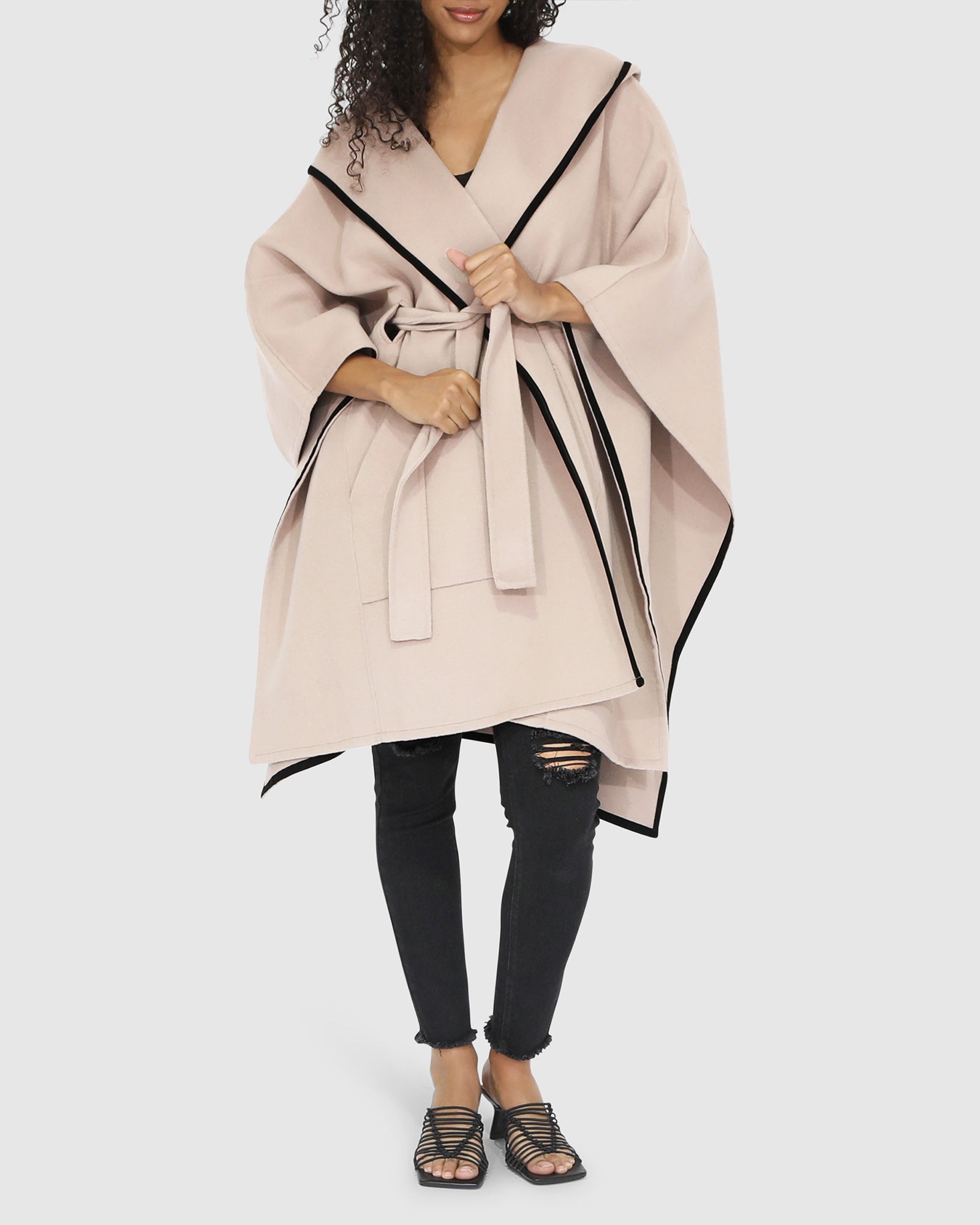 Women | Need You Now Wool Blend Hooded Cape | Sand