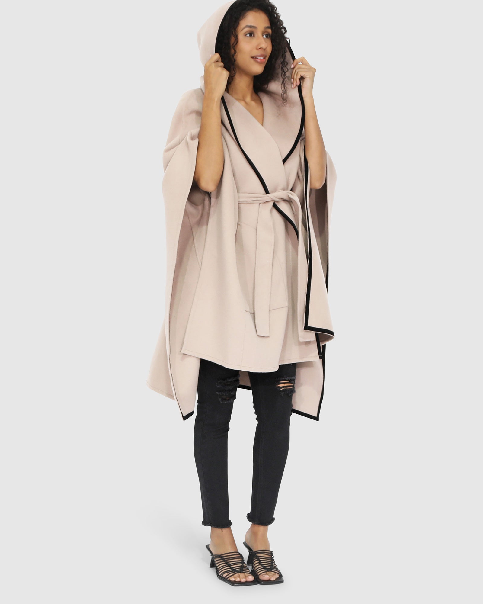 Women | Need You Now Wool Blend Hooded Cape | Sand