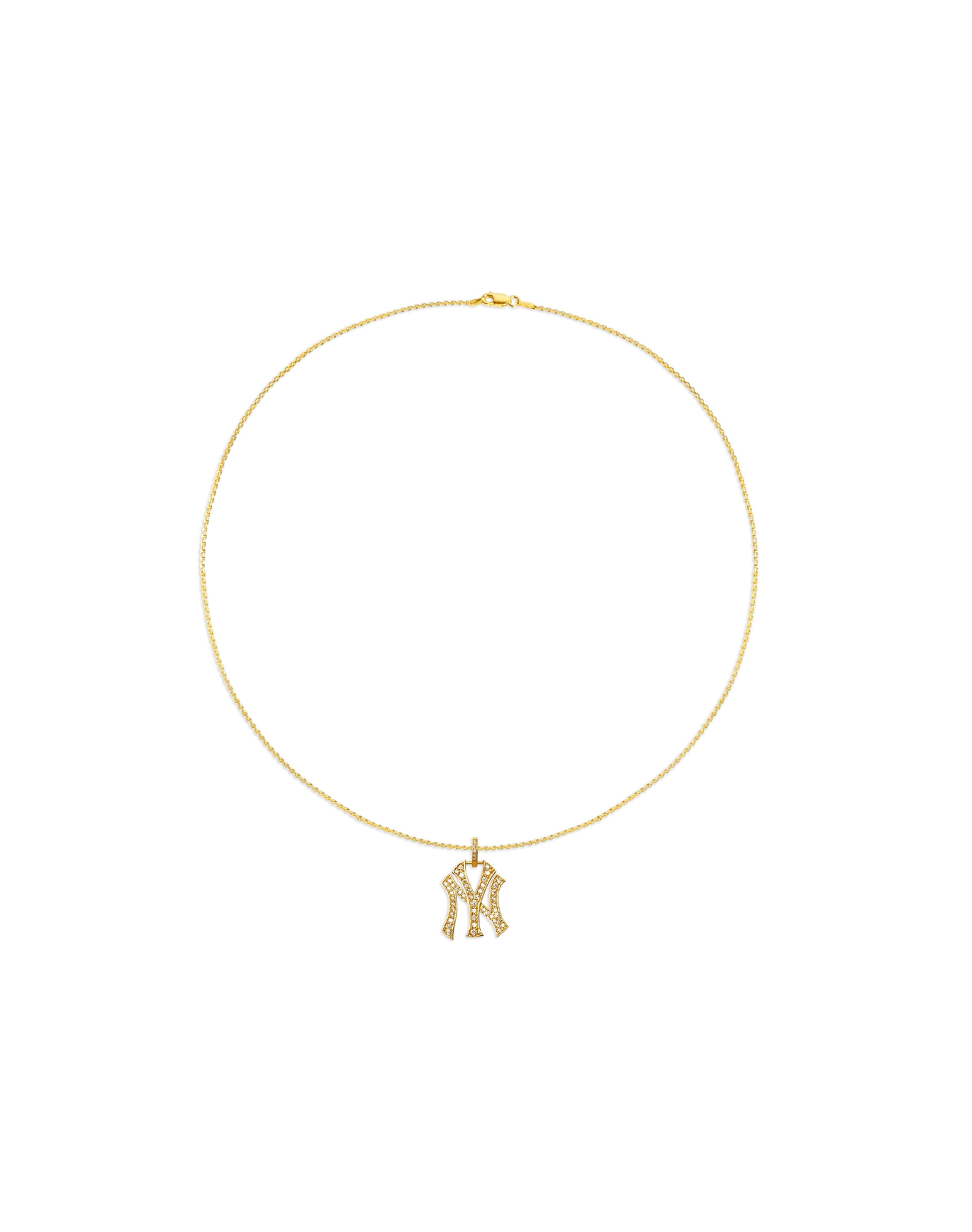 NY Yankees Large Iced Out Pendant Necklace | Gold Vermeil and Sterling Silver