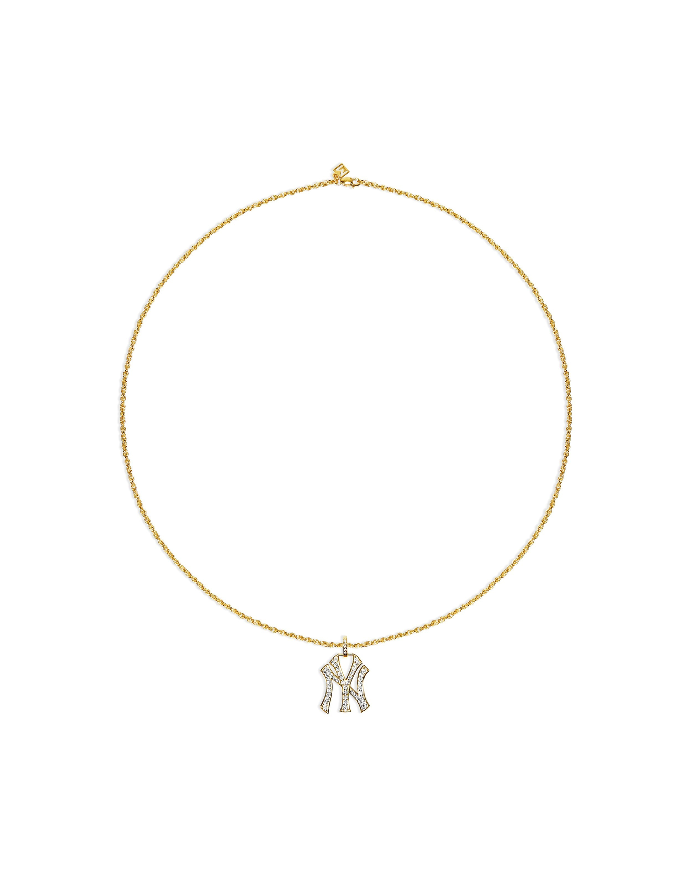 NY Yankees Large Iced Out Pendant Necklace | Gold Vermeil and Sterling Silver