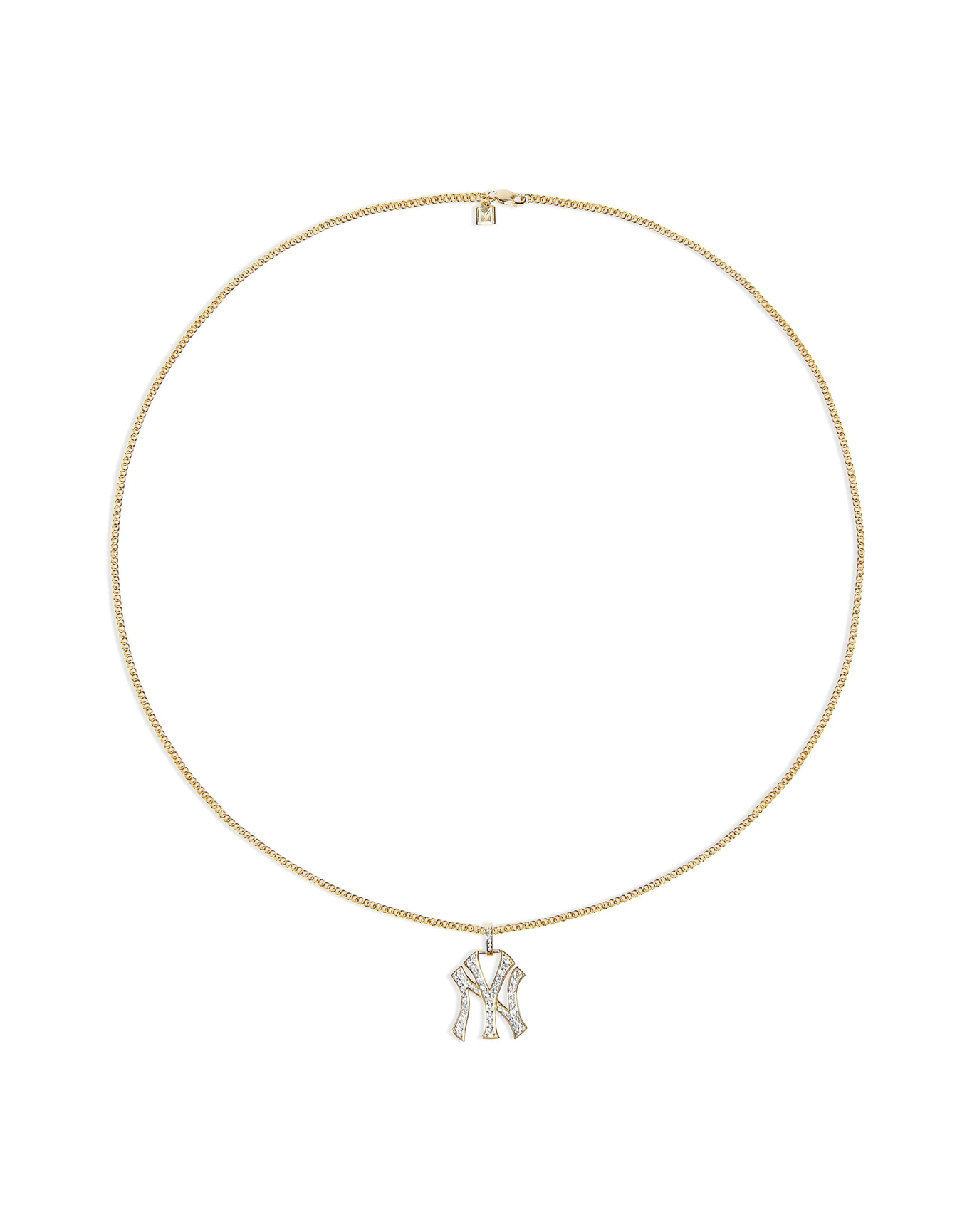 NY Yankees Large Iced Out Pendant Necklace | Gold Vermeil and Sterling Silver