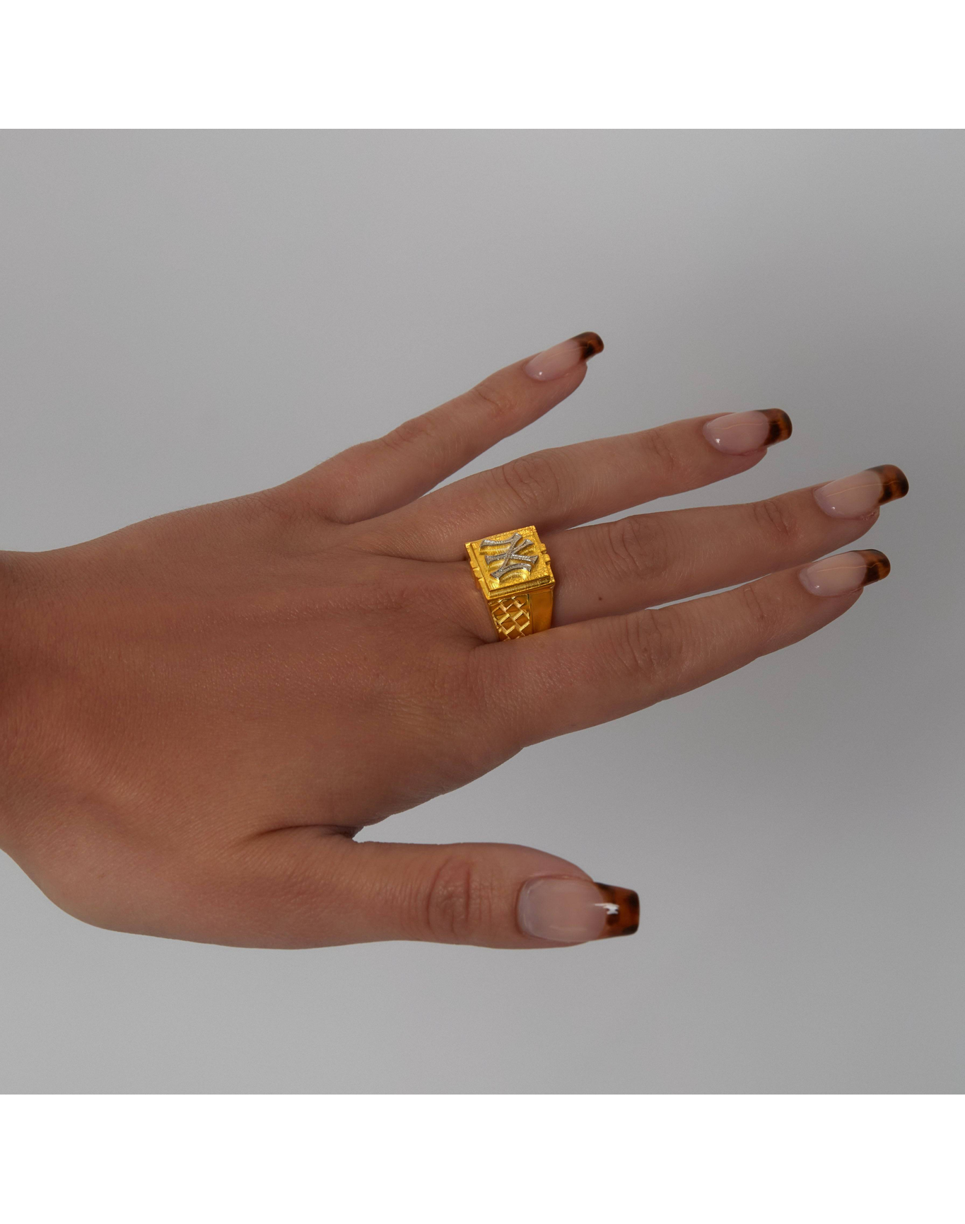 Size 4 - 12 | NY Yankees Ornate Signet Ring | Gold Vermeil and Sterling Silver