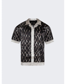 Nahmias | Men | Colorblock Short Sleeve Silk Shirt | Black Swish