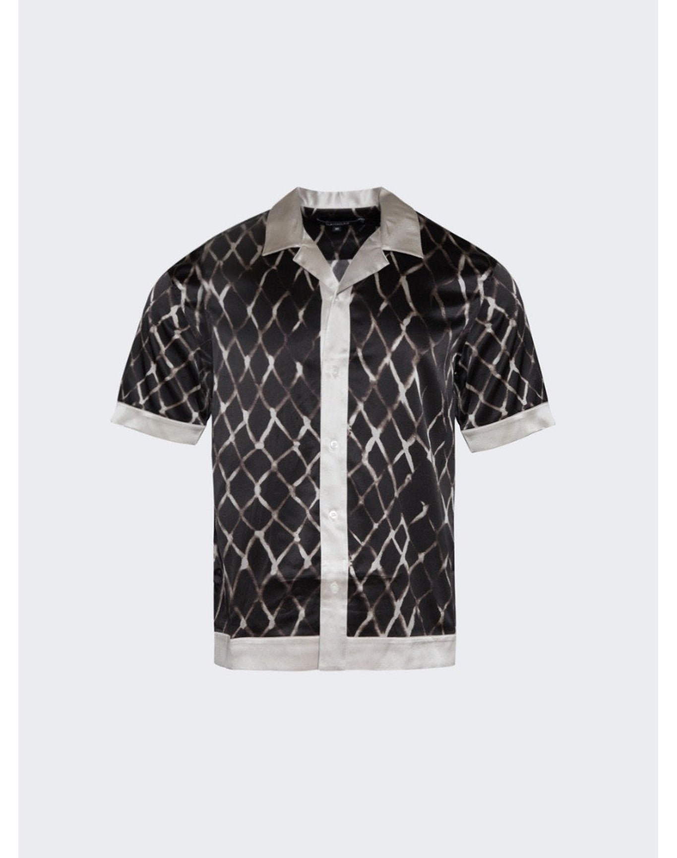 Nahmias | Men | Colorblock Short Sleeve Silk Shirt | Black Swish