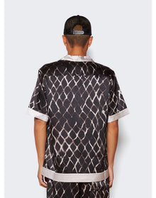 Nahmias | Men | Colorblock Short Sleeve Silk Shirt | Black Swish