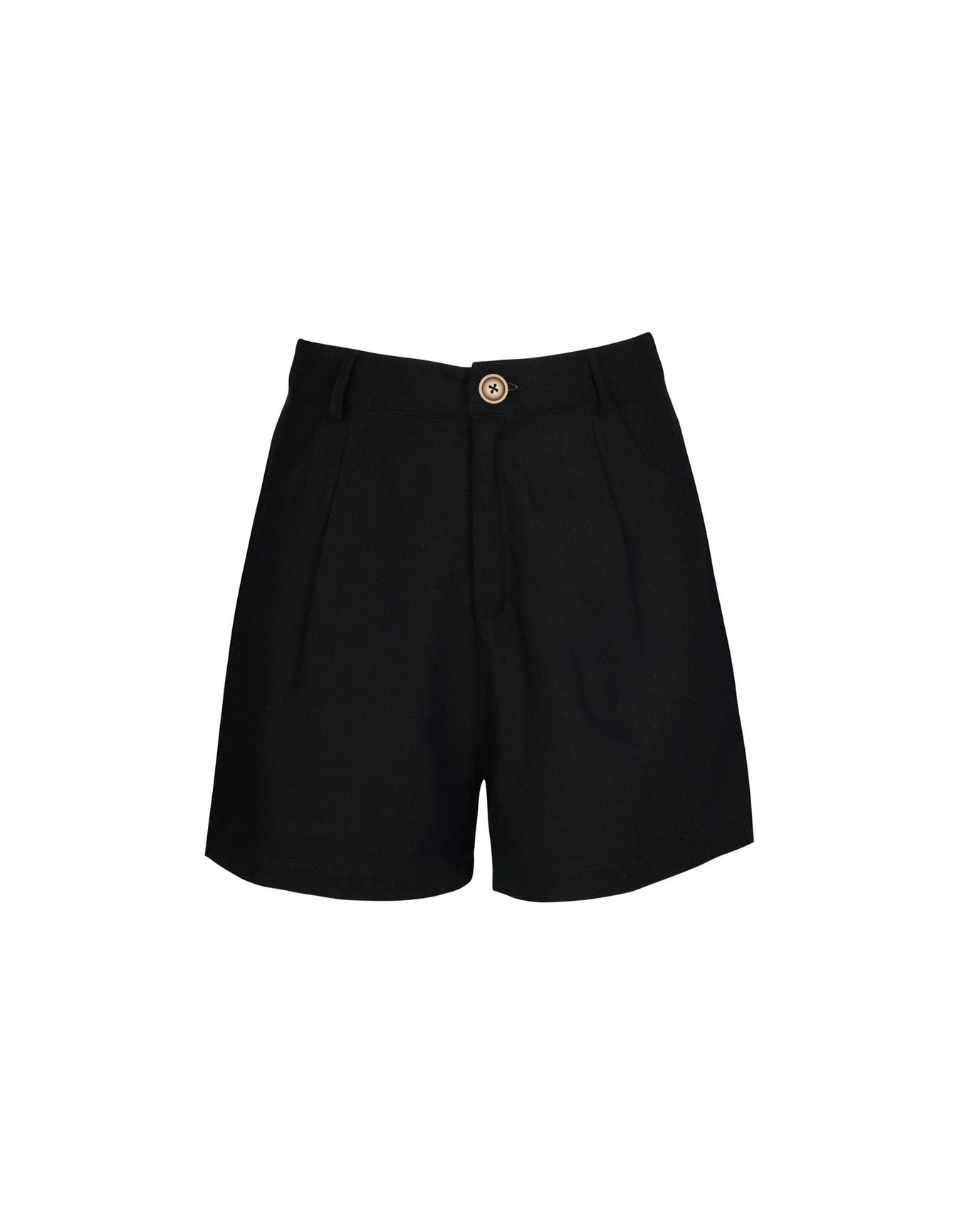 Nancy Linen Blend Shorts | Black