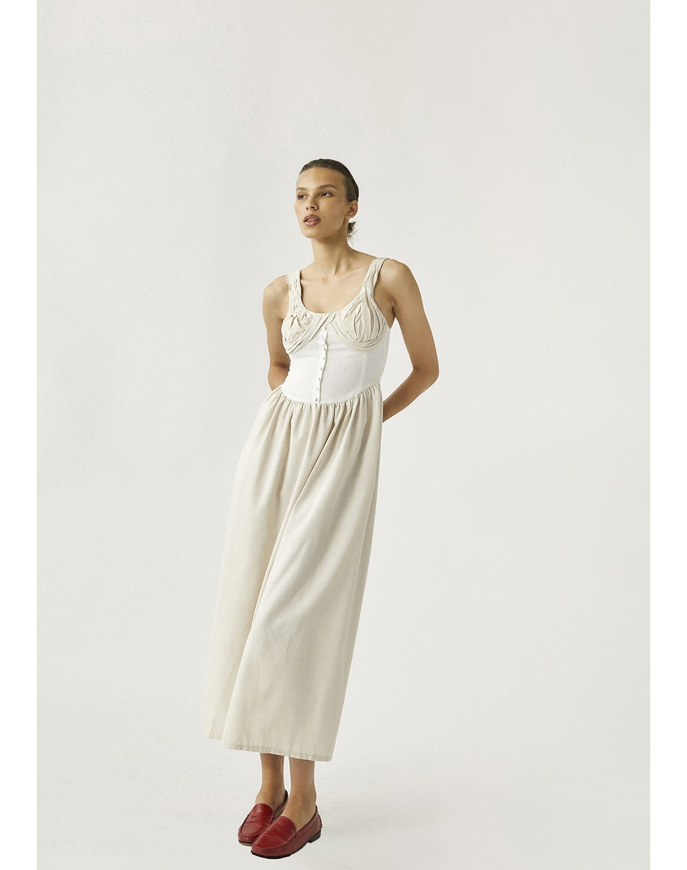 Nasser Dress | Beige & Ivory