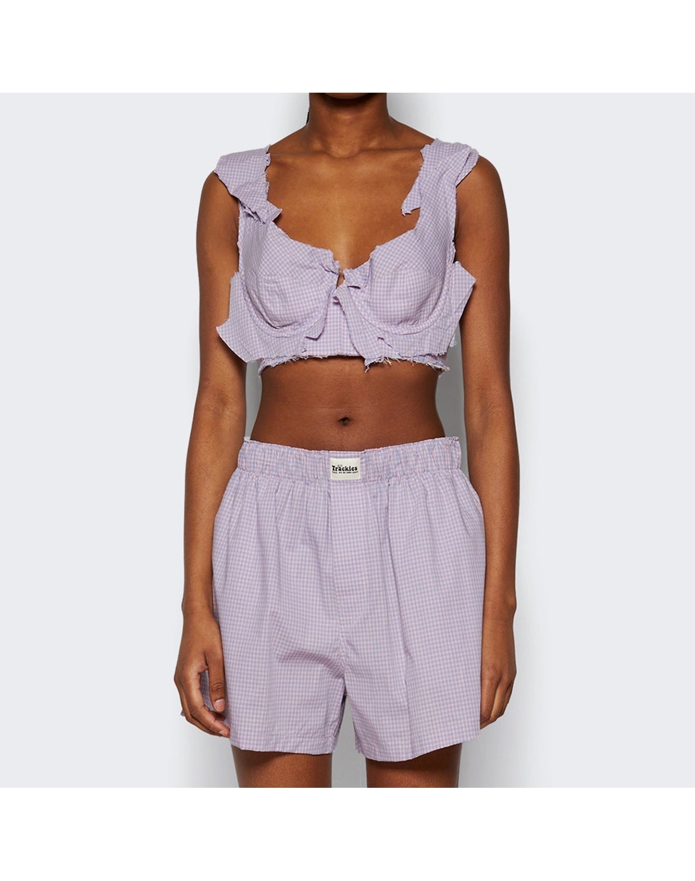Natasha Zinko | Women | Checked Distressed Bra | Purple