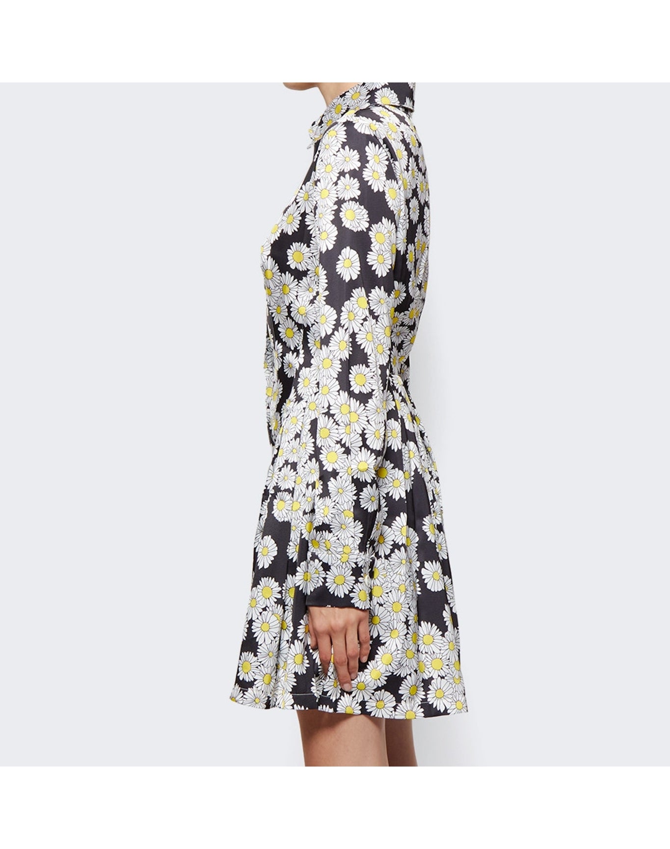 Natasha Zinko | Women | Daisy Print Mini Long-sleeve Shirtdress | Black