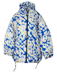 Natasha Zinko | Women | Daisy Print Zipped Padded Hooded Jacket | Blue