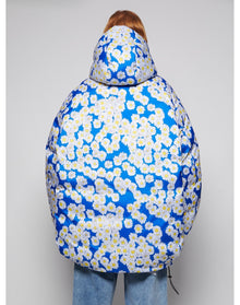 Natasha Zinko | Women | Daisy Print Zipped Padded Hooded Jacket | Blue