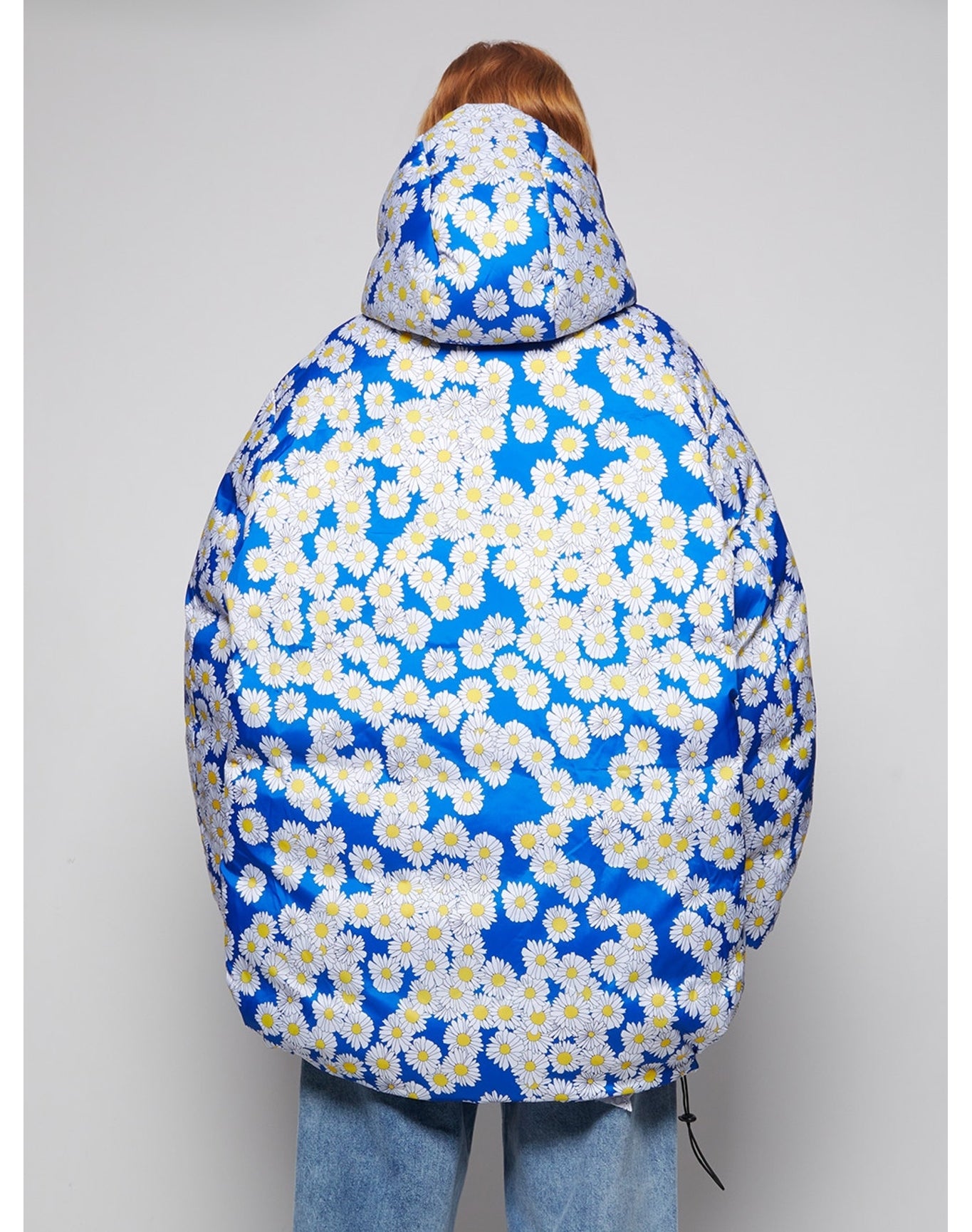 Natasha Zinko | Women | Daisy Print Zipped Padded Hooded Jacket | Blue