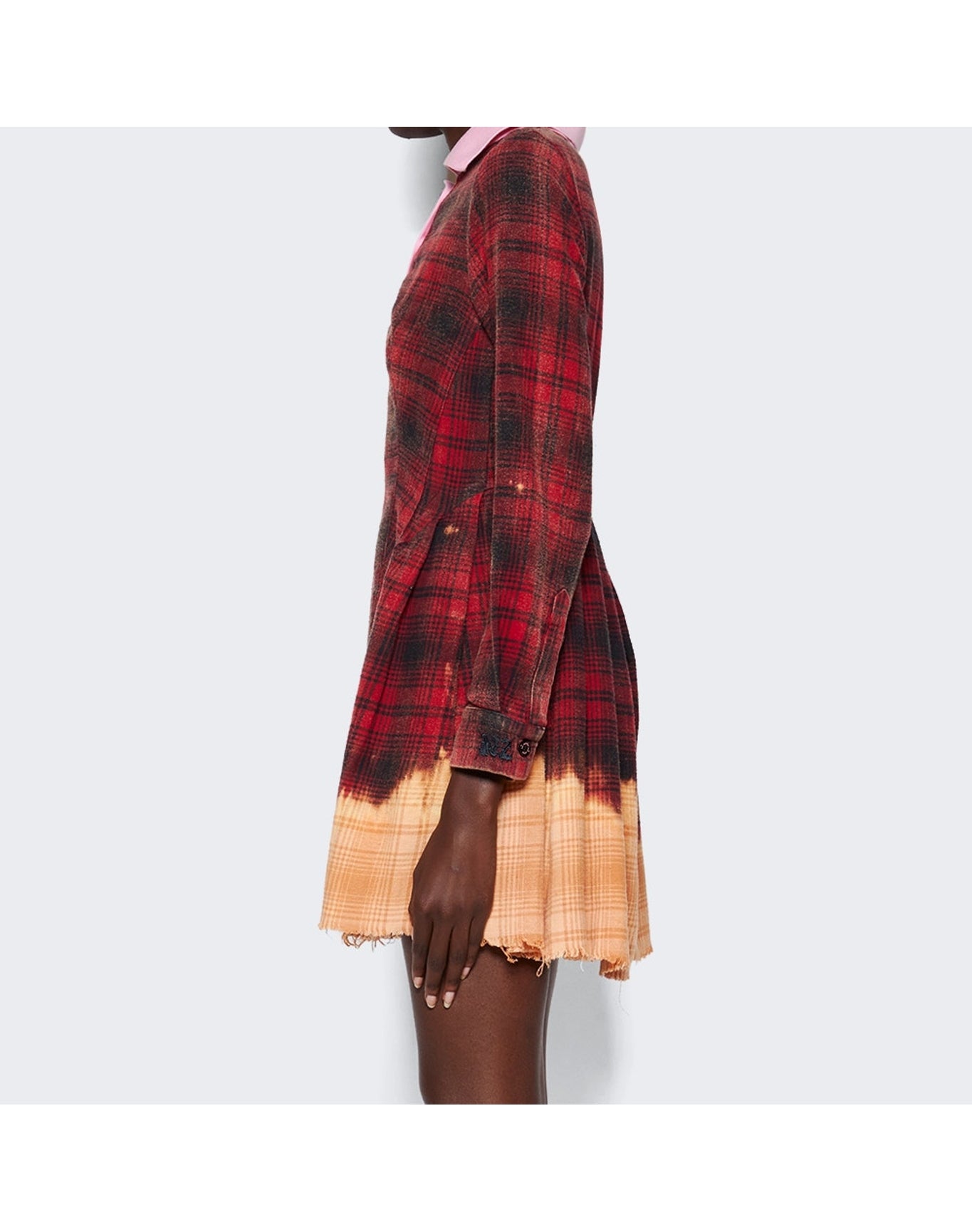Natasha Zinko | Women | Distressed Check Long Sleeve Dress | Red