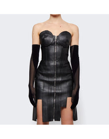 Natasha Zinko | Women | Leather Corset Cone Dress | Black