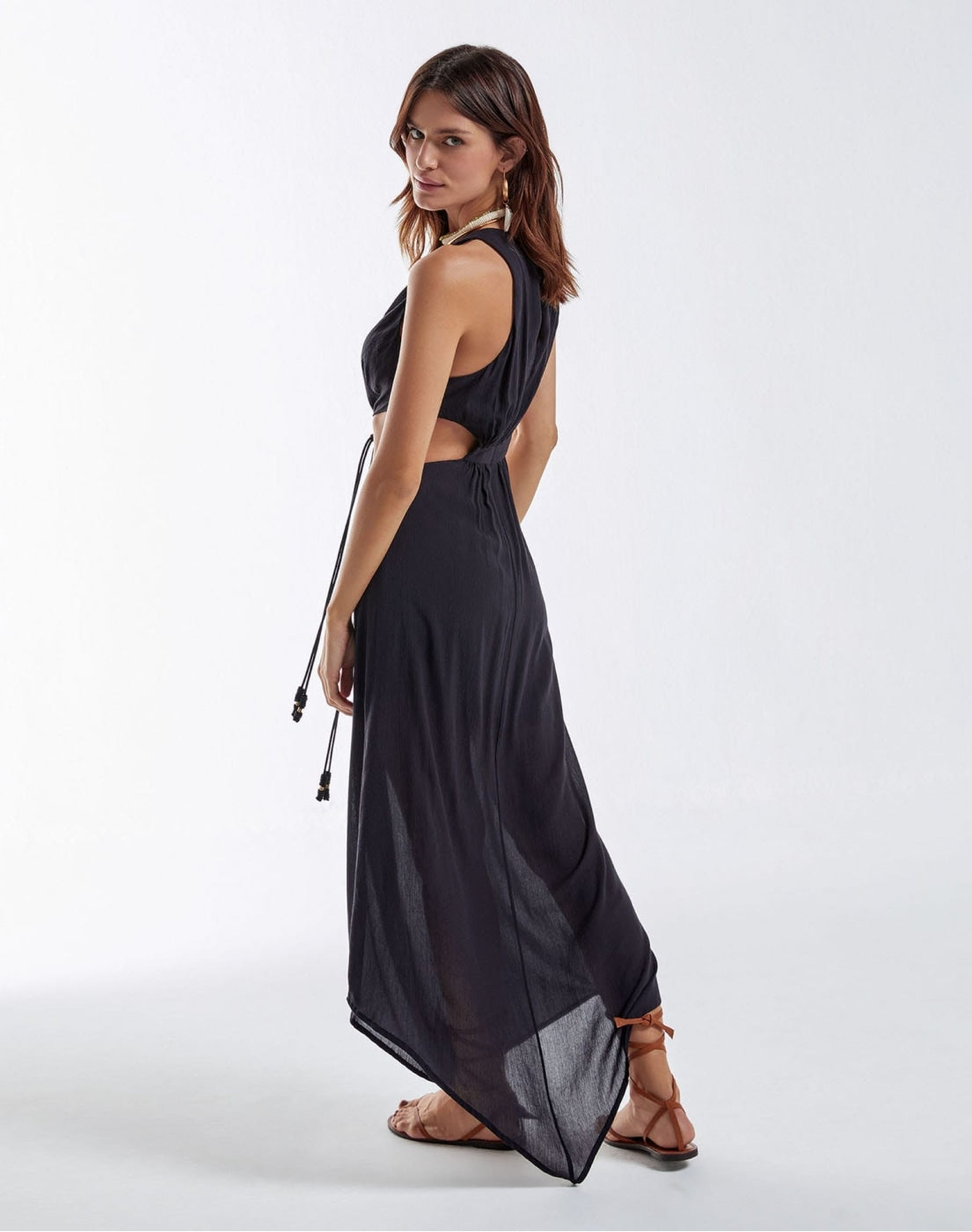 Nayara Detail Long Dress | Black