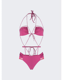Nensi Dojaka | Women | Gathered Bra Swimsuit With Ruched Belt | Peonia Pink