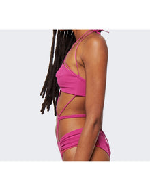 Nensi Dojaka | Women | Gathered Bra Swimsuit With Ruched Belt | Peonia Pink