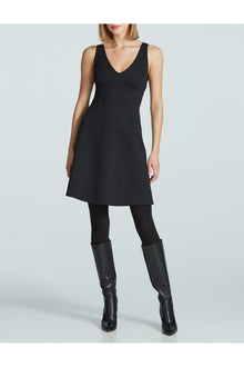 Neoprene V-Neck Founder Dress | Black