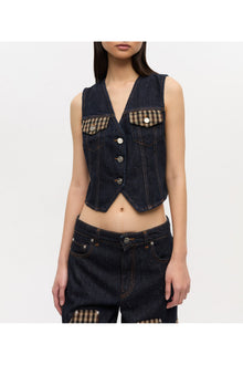 Neppy Denim Vest | Dark Blue Stone