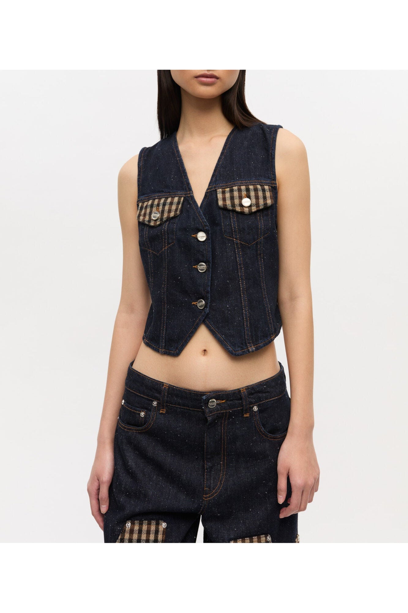 Neppy Denim Vest | Dark Blue Stone