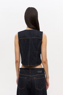 Neppy Denim Vest | Dark Blue Stone