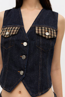 Neppy Denim Vest | Dark Blue Stone