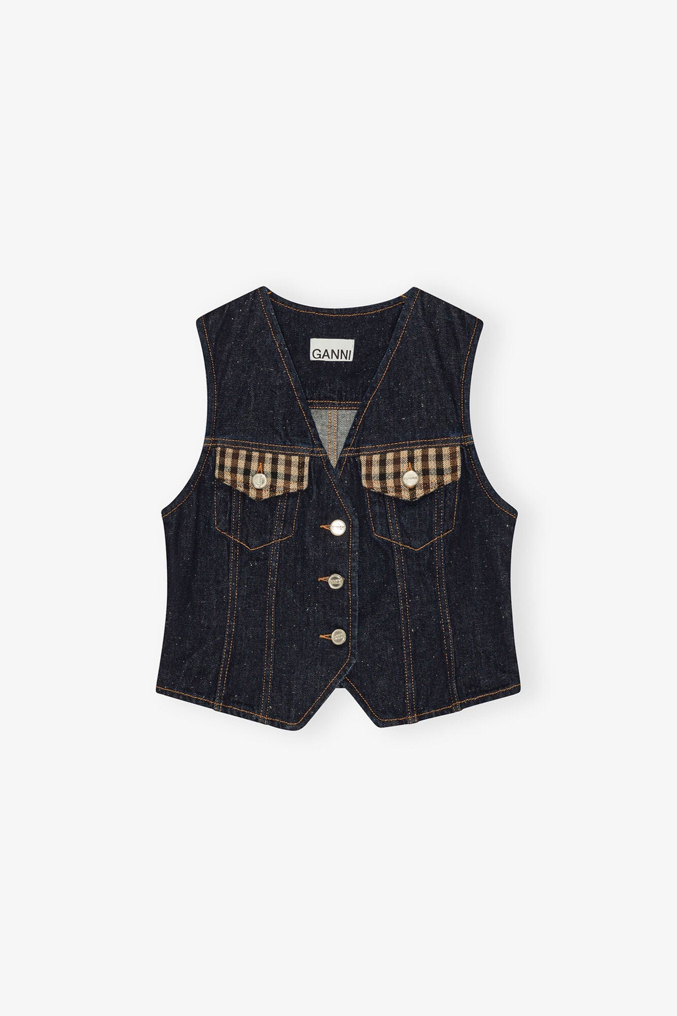 Neppy Denim Vest | Dark Blue Stone