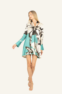 Nerissa Dress | Cyan Green Abstract Floral