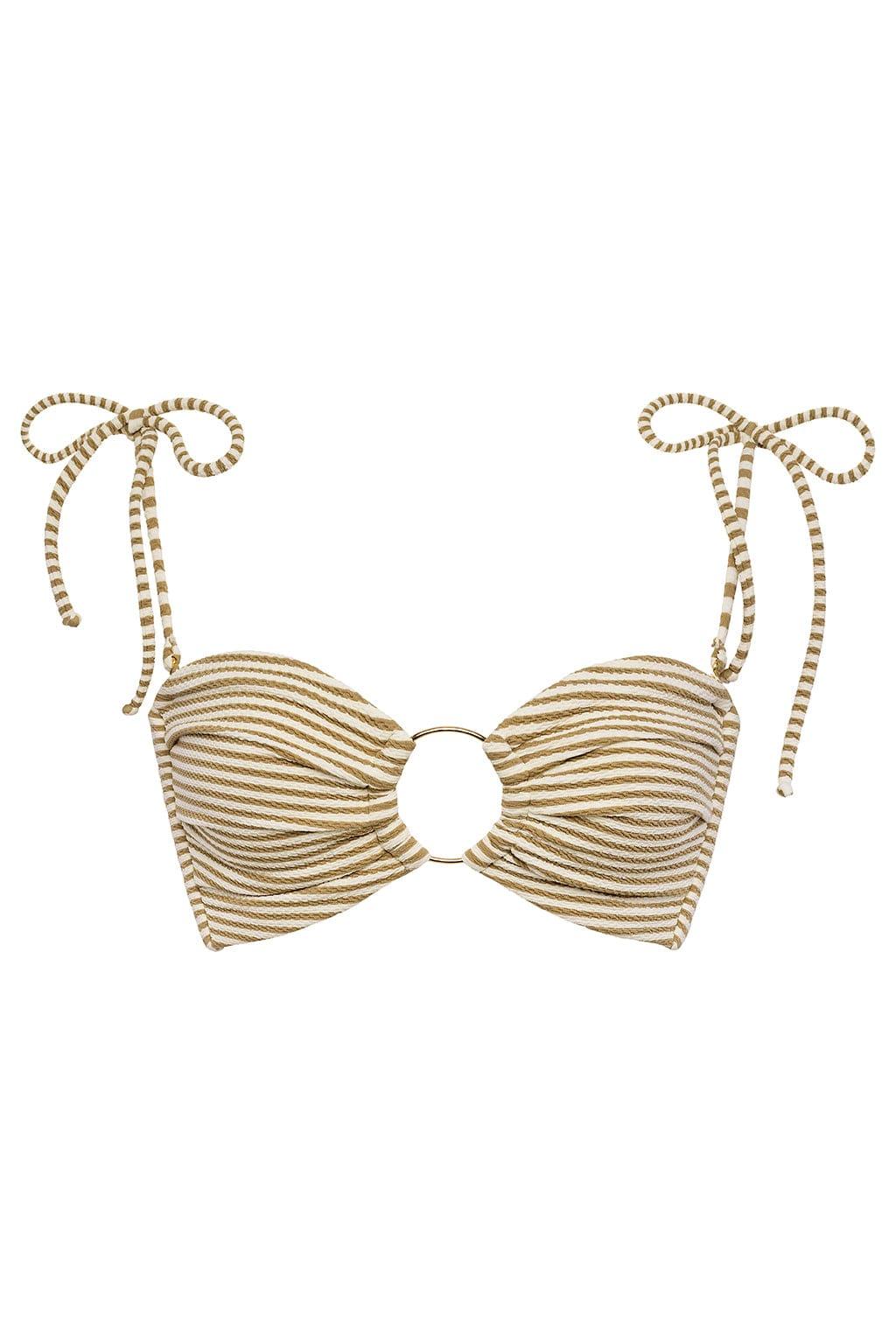 Tori Ties Bandeau Bikini Top | Neutral Stripe