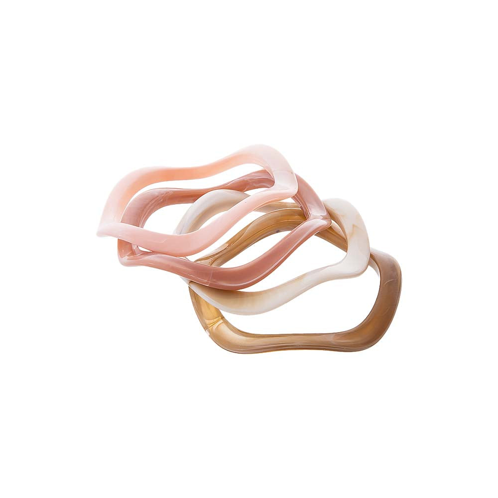 Multi-Color Colored Wavy Resin Bangle Stack Set - Adina's Jewels