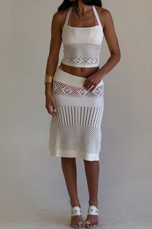 Orchard Crochet Midi Skirt White