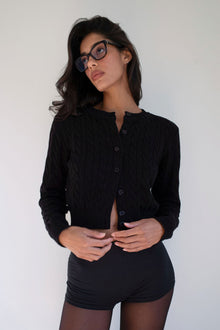 Dudley Cable Knit Cardigan Black