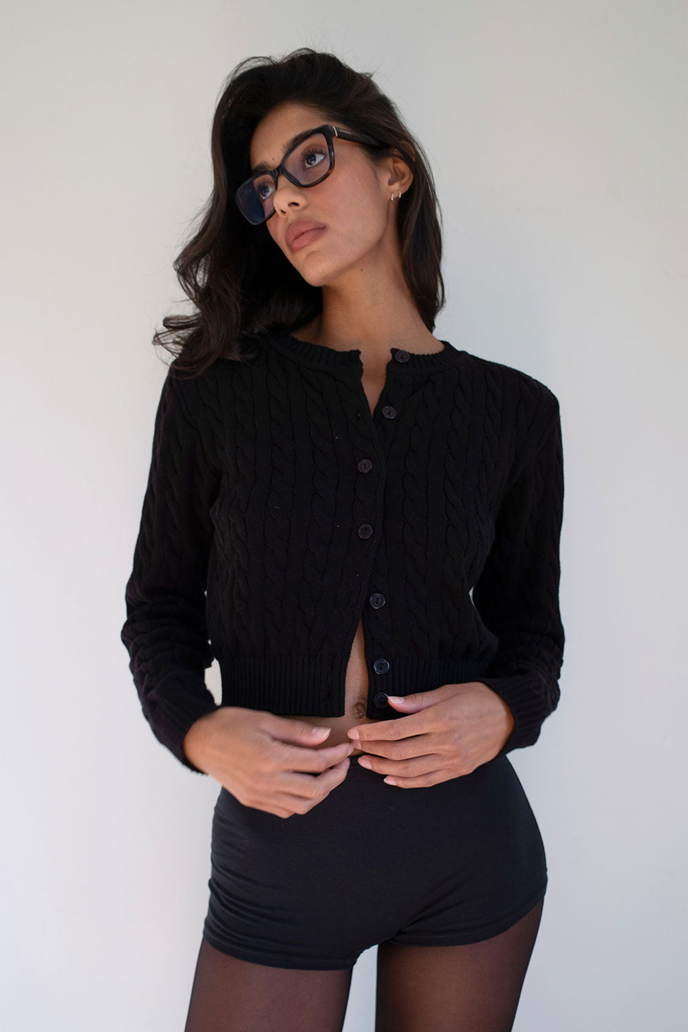 Dudley Cable Knit Cardigan Black