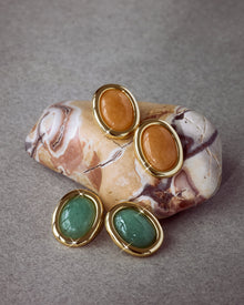 Sunset Stone Studs | Silver | Green Jade