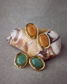 Sunset Stone Studs | Red Aventurine | Gold