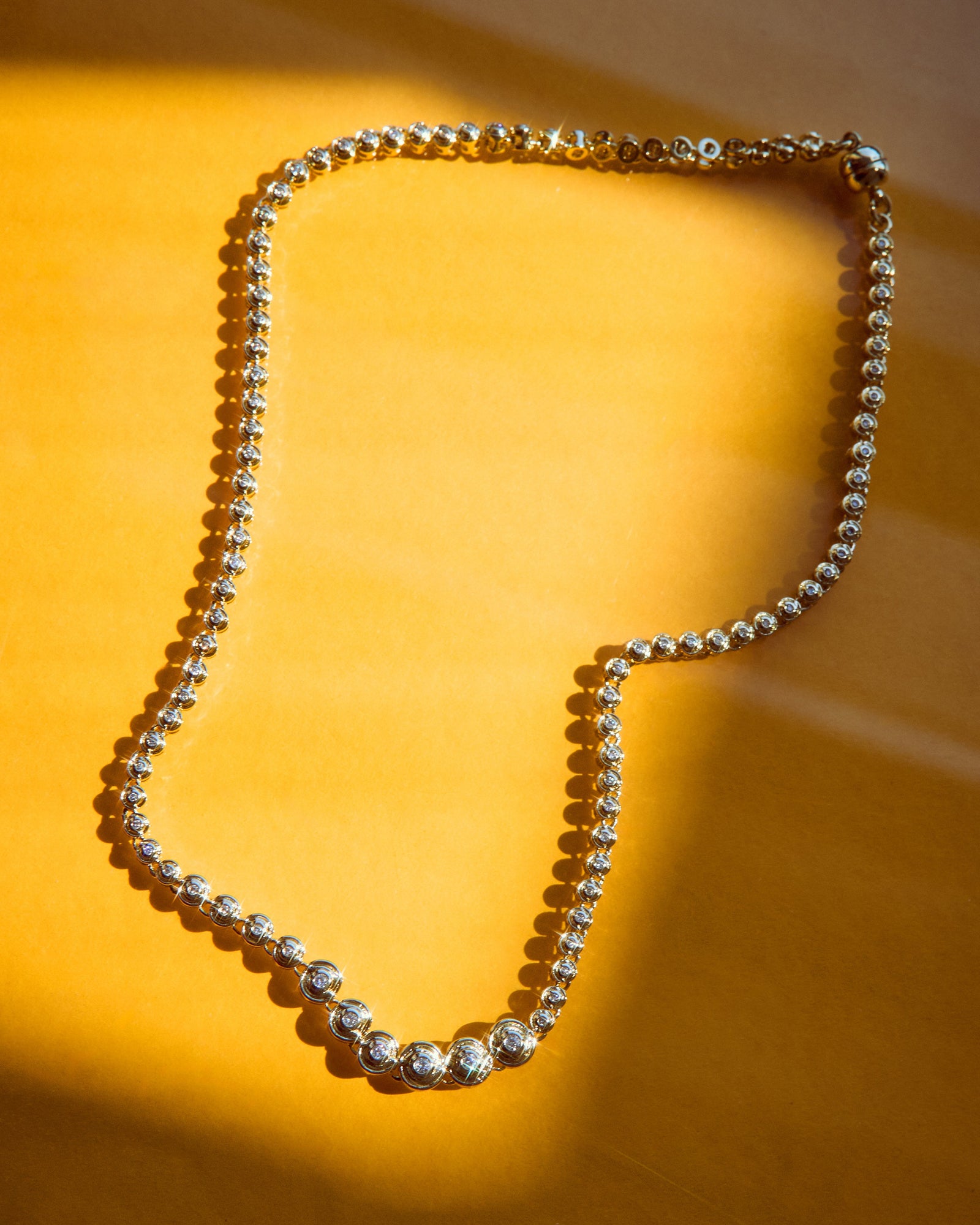 Wave Bezel Tennis Necklace | Silver | Cubic Zirconia