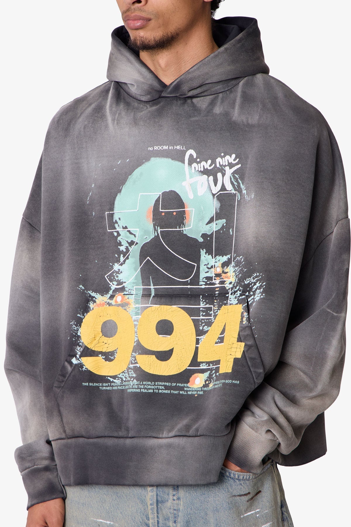 No Room in Hell Printed Hoodie | Washed Black