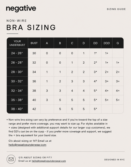 Product size guide