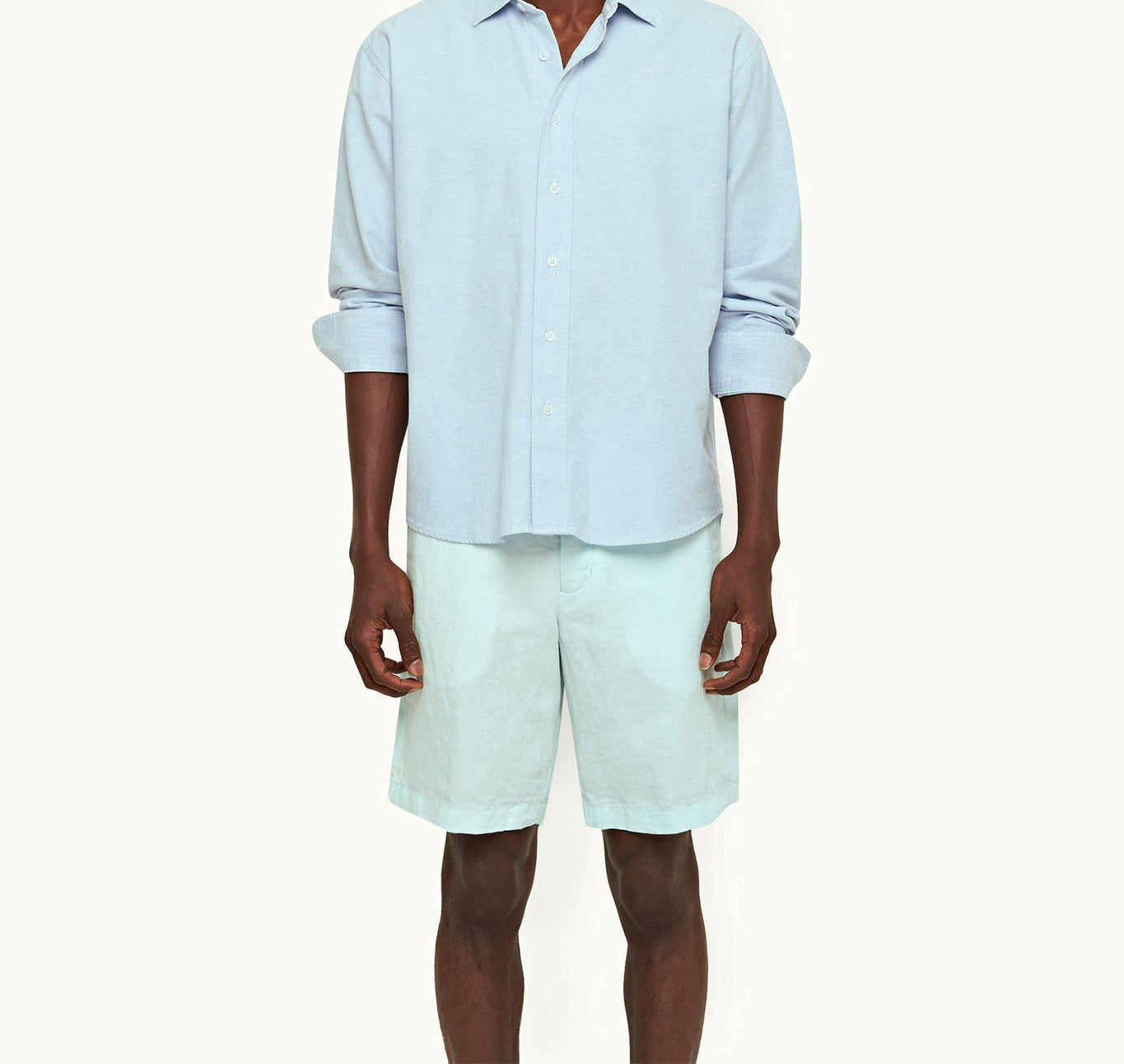 Norwich Linen Tailored Fit Washed Linen Shorts | Clear Sky