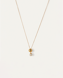 Glass Pearl | Nova Convertible Lariat Necklace | Gold Dipped Brass