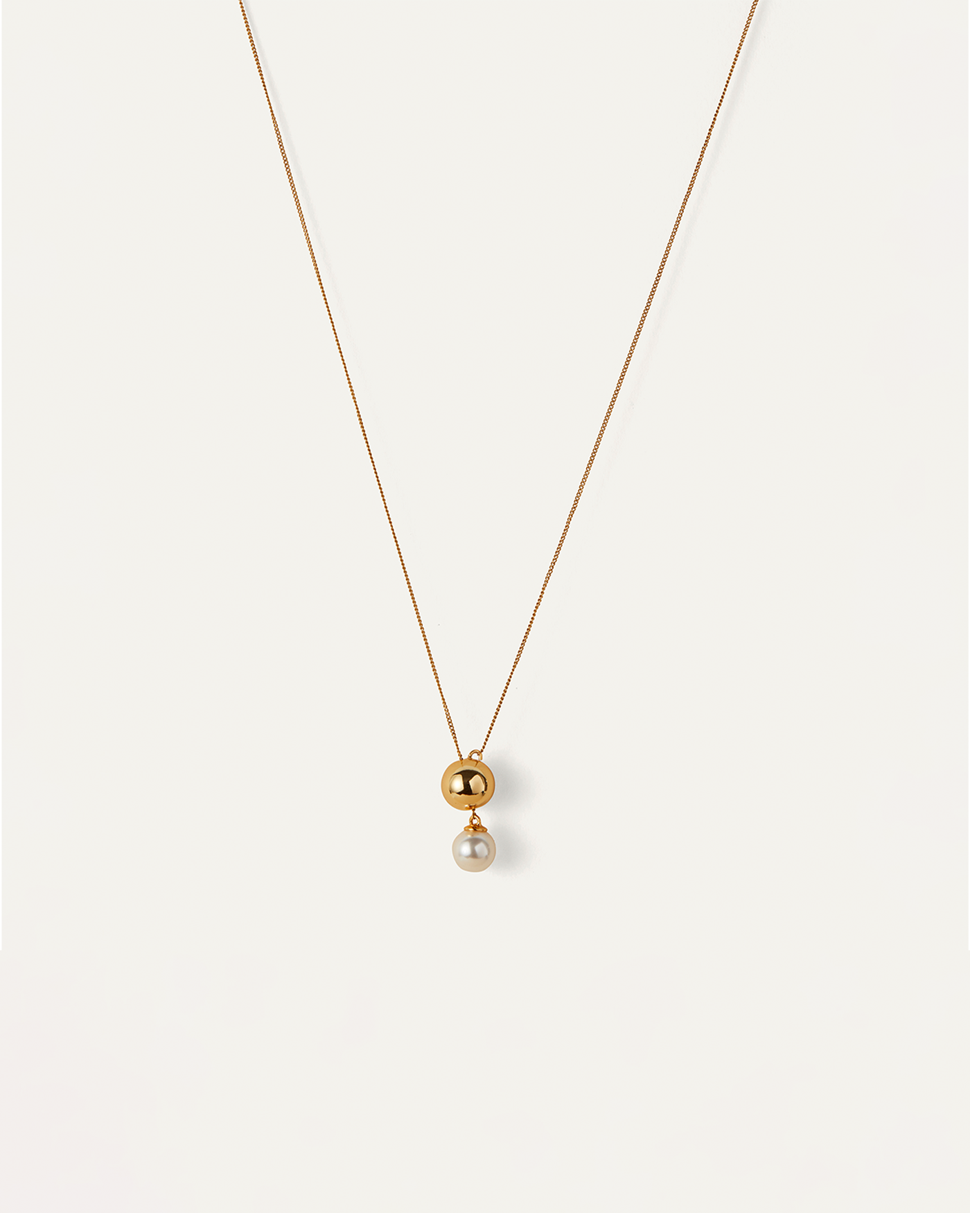 Glass Pearl | Nova Convertible Lariat Necklace | Gold Dipped Brass