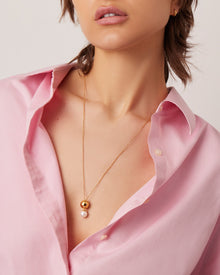 Glass Pearl | Nova Convertible Lariat Necklace | Gold Dipped Brass