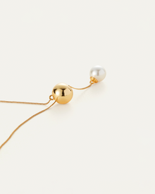 Glass Pearl | Nova Convertible Lariat Necklace | Gold Dipped Brass