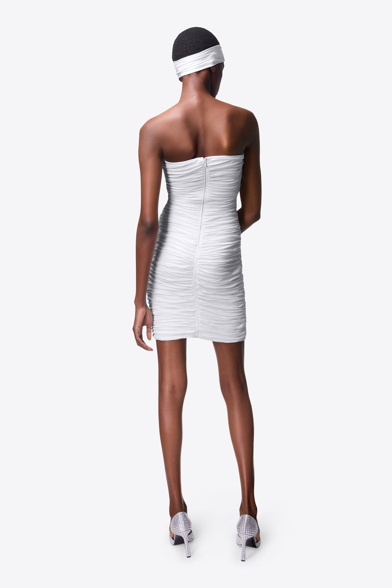 Heart Ruched Strapless Mini Dress | Off White